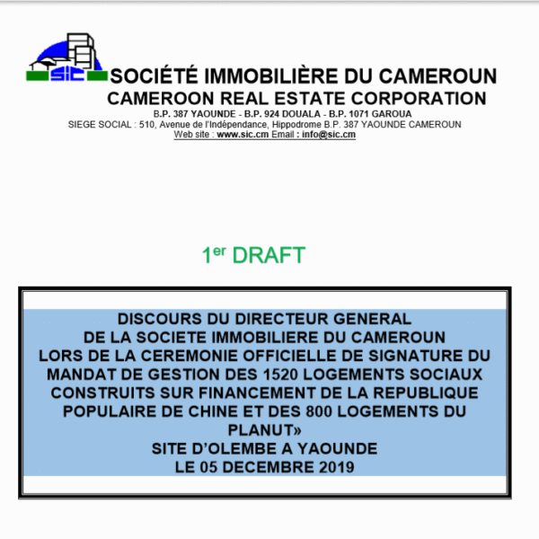 DISCOURS DU DG DE LA SIC AU MANDAT DE GESTION DES 1520